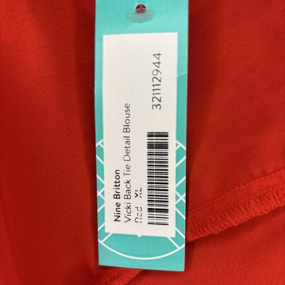 NINE BRITTON NEW Vicki Back Tie Detail Blouse Womens XL Red Stitch Fix - Picture 3 of 7